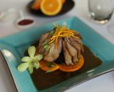 Piept de rață cu sos de portocale și orez negru